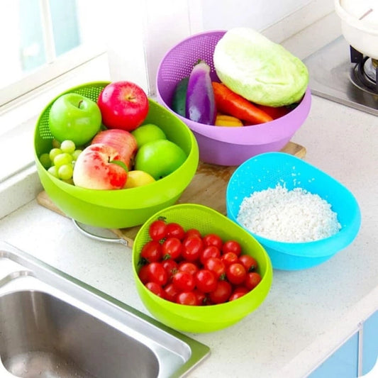 Premium Rice Washing Bowl with Handle & Side Drainer