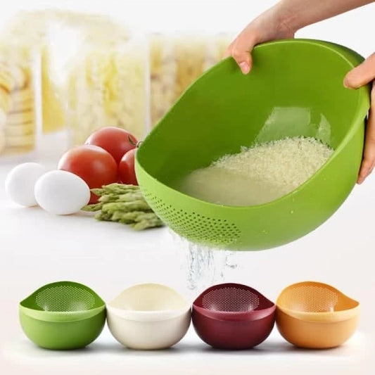 Premium Rice Washing Bowl with Handle & Side Drainer